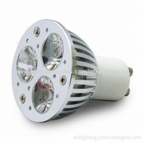 3W LED Spotlight, GU10, E27, MR16, CE and RoHS Certified, Die-cast